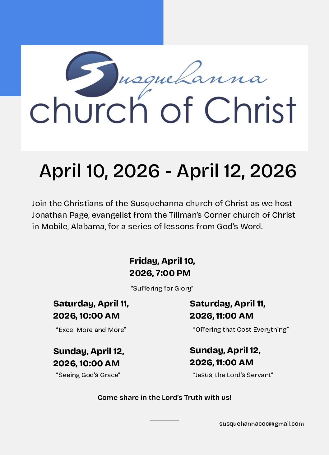 Spring, 2026 Gospel Meeting